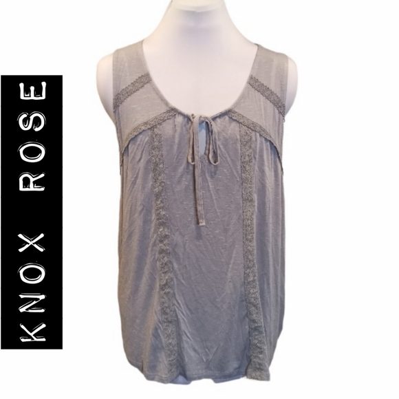 Knox Rose Tops - NWT Knox Rose Grey Sleeveless Keyhole Top